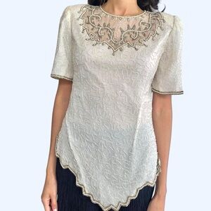 ✨ Vintage Laurence Kazar Ivory Beaded Blouse (NY) ✨
